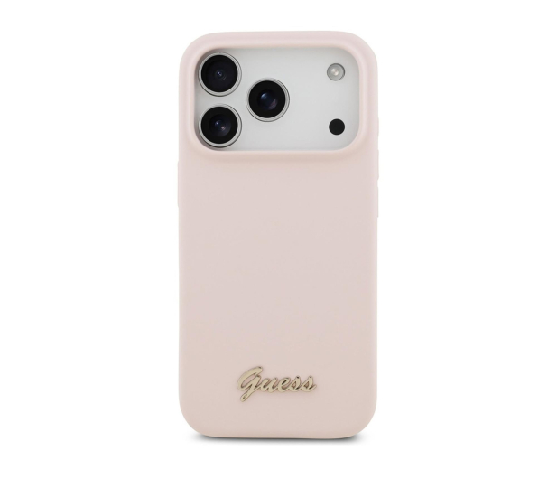 Guess Silicone Script Metal Logo MagSafe do iPhone 17 Pro różowy - 1365586 - zdjęcie 2